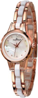 Keep in Touch Two-Tone Women Ladies Watches Waterproof Stainless Steel Ceramic Wristwatch